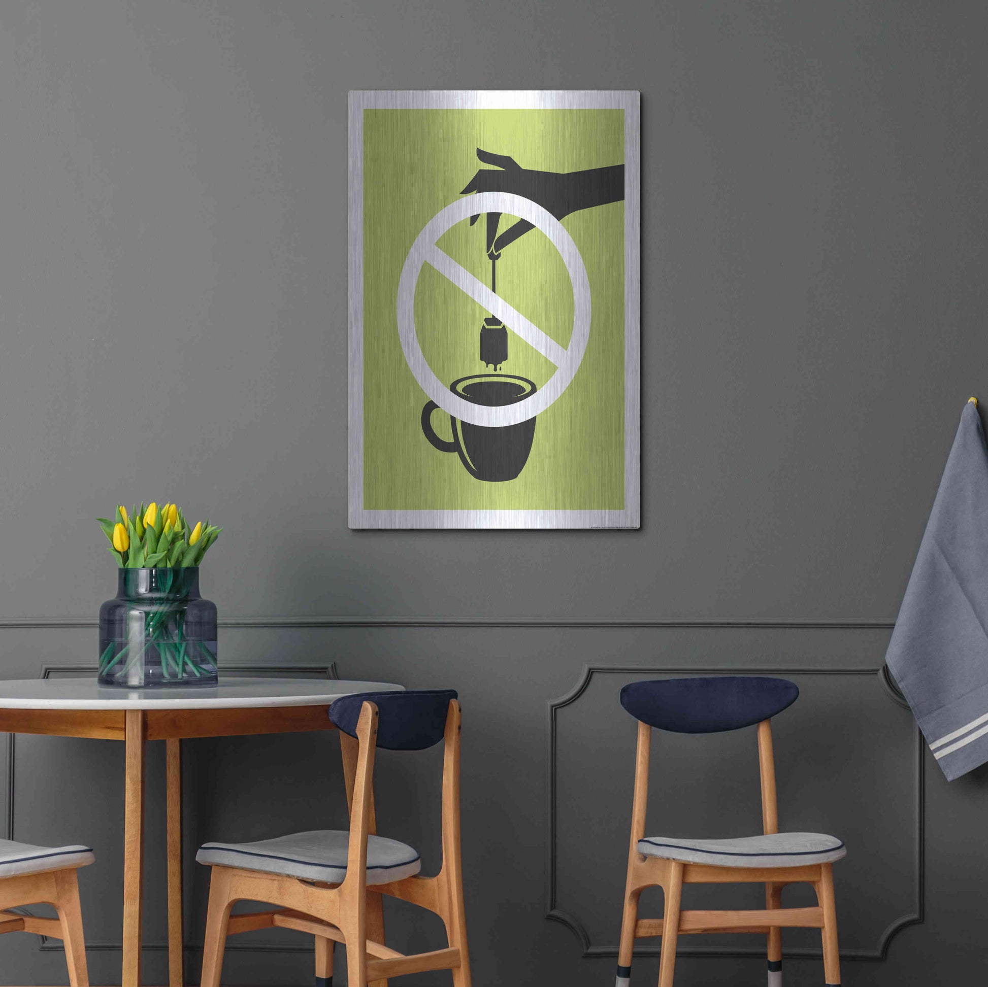 Luxe Metal Art 'No Teabag' by JJ Brando, Metal Wall Art,24x36