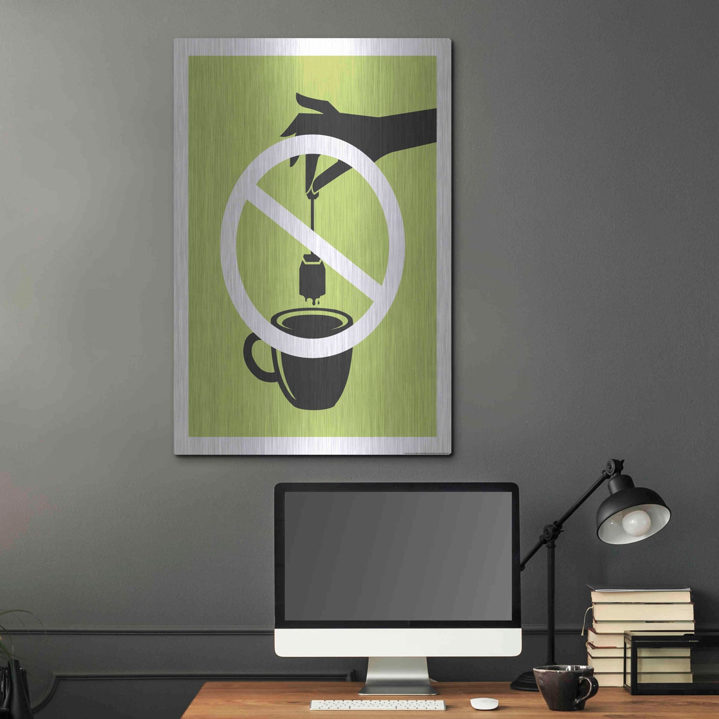 Luxe Metal Art 'No Teabag' by JJ Brando, Metal Wall Art,24x36