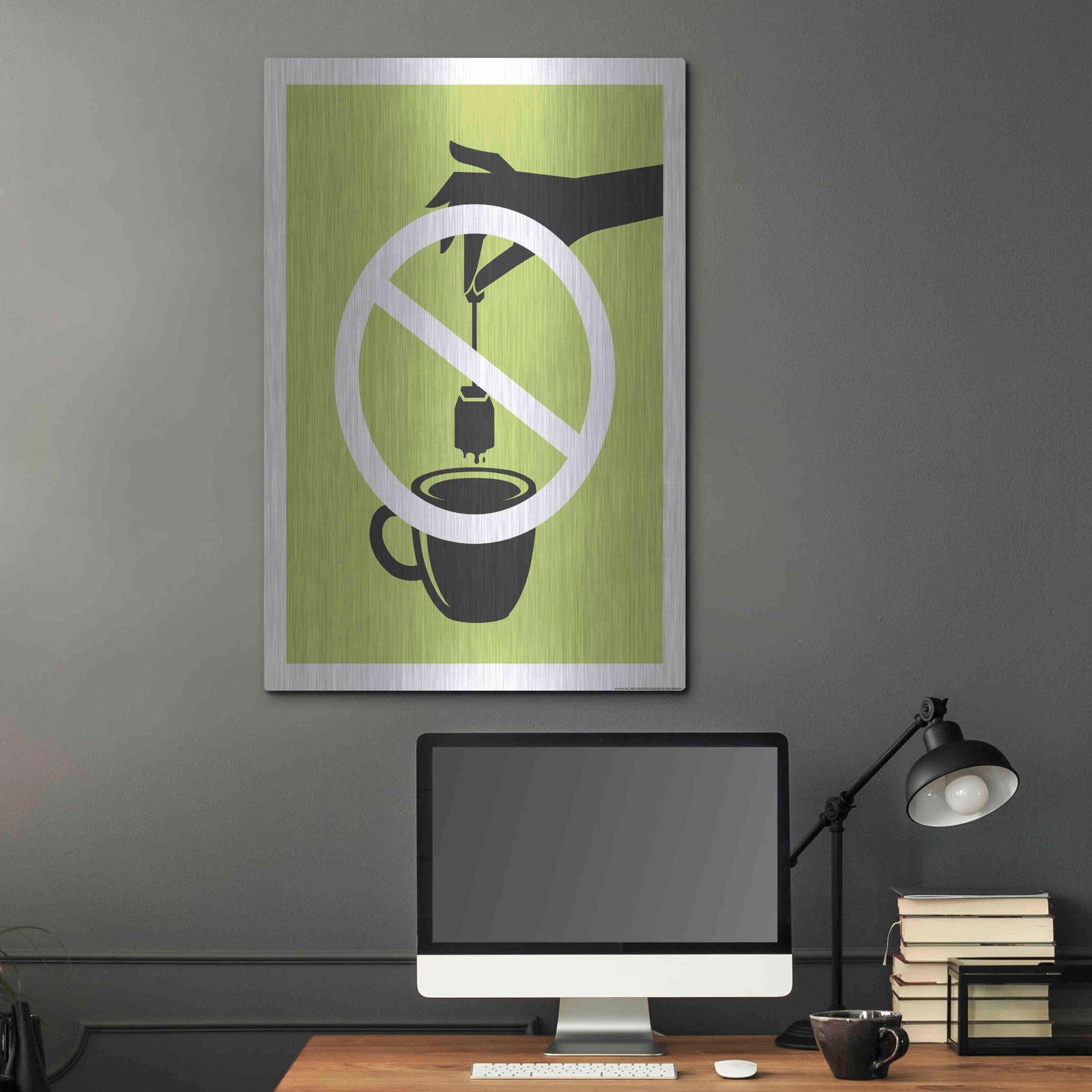 Luxe Metal Art 'No Teabag' by JJ Brando, Metal Wall Art,24x36