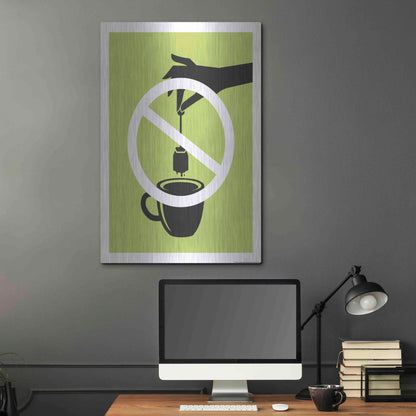 Luxe Metal Art 'No Teabag' by JJ Brando, Metal Wall Art,24x36