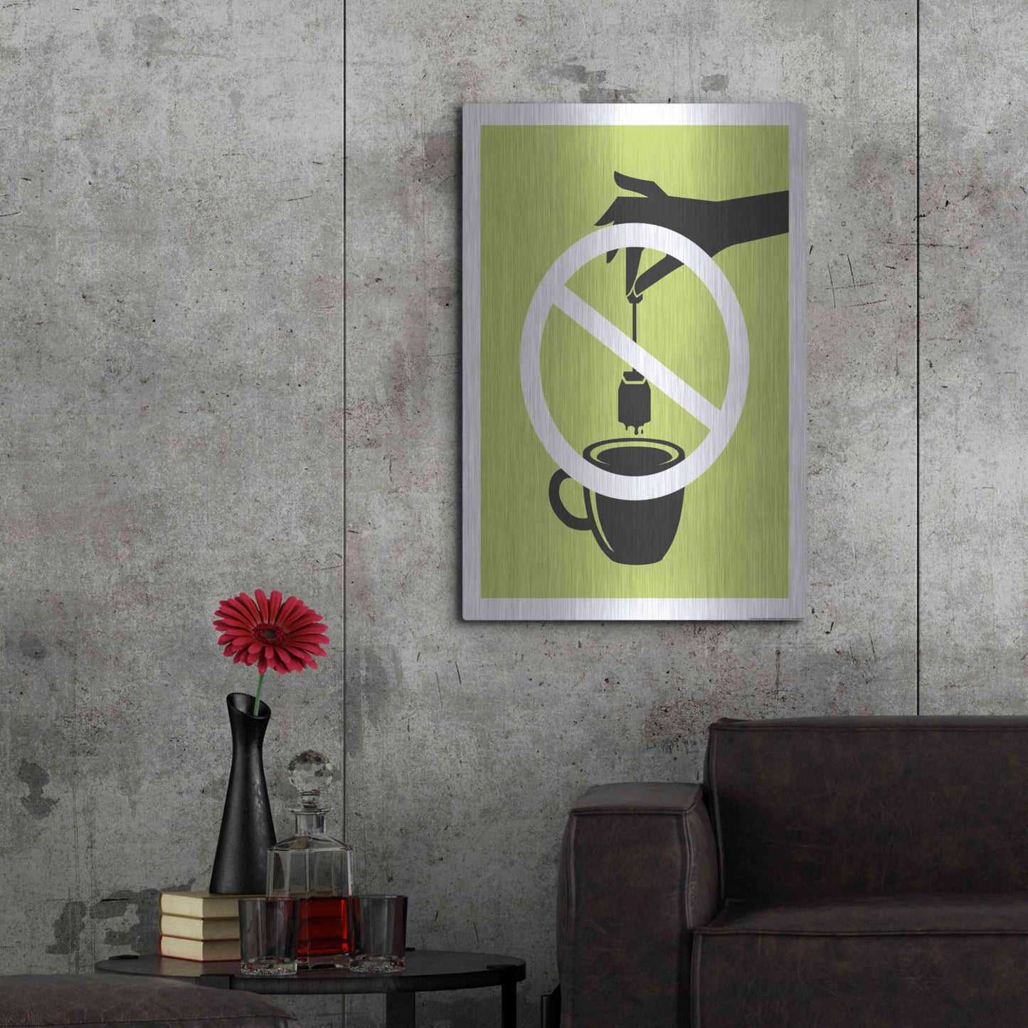 Luxe Metal Art 'No Teabag' by JJ Brando, Metal Wall Art,24x36