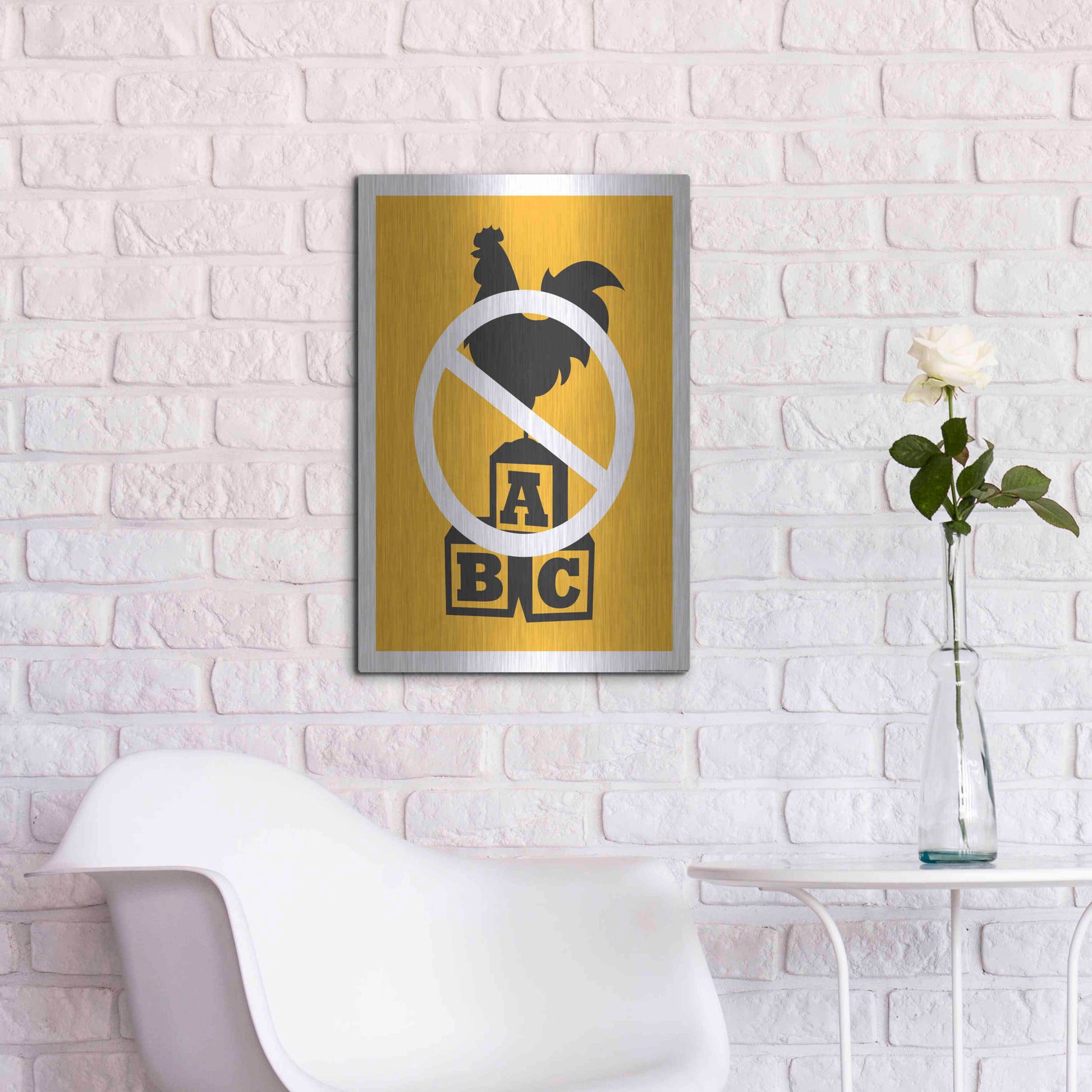 Luxe Metal Art 'No Blocking' by JJ Brando, Metal Wall Art,16x24