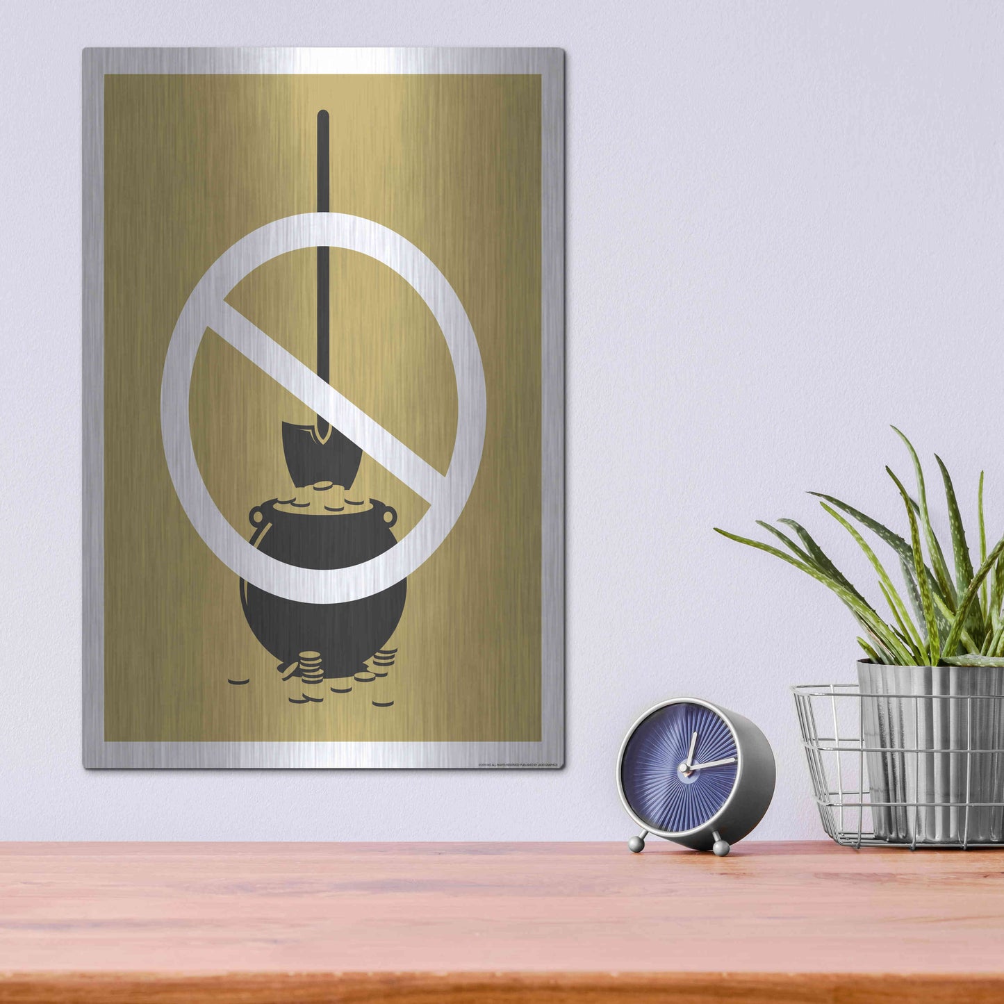 Luxe Metal Art 'No Gold Digger' by JJ Brando, Metal Wall Art,12x16