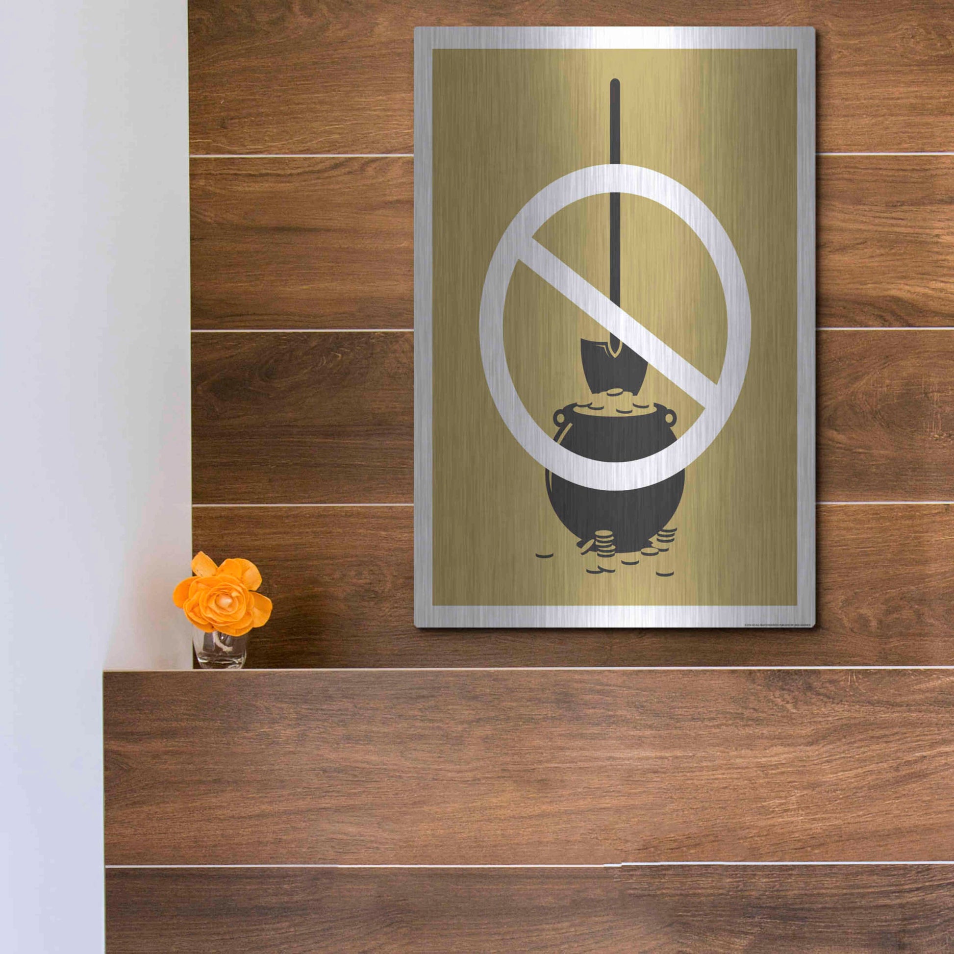 Luxe Metal Art 'No Gold Digger' by JJ Brando, Metal Wall Art,12x16