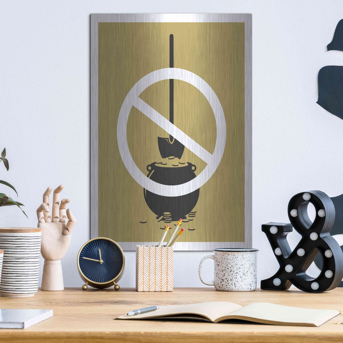 Luxe Metal Art 'No Gold Digger' by JJ Brando, Metal Wall Art,12x16