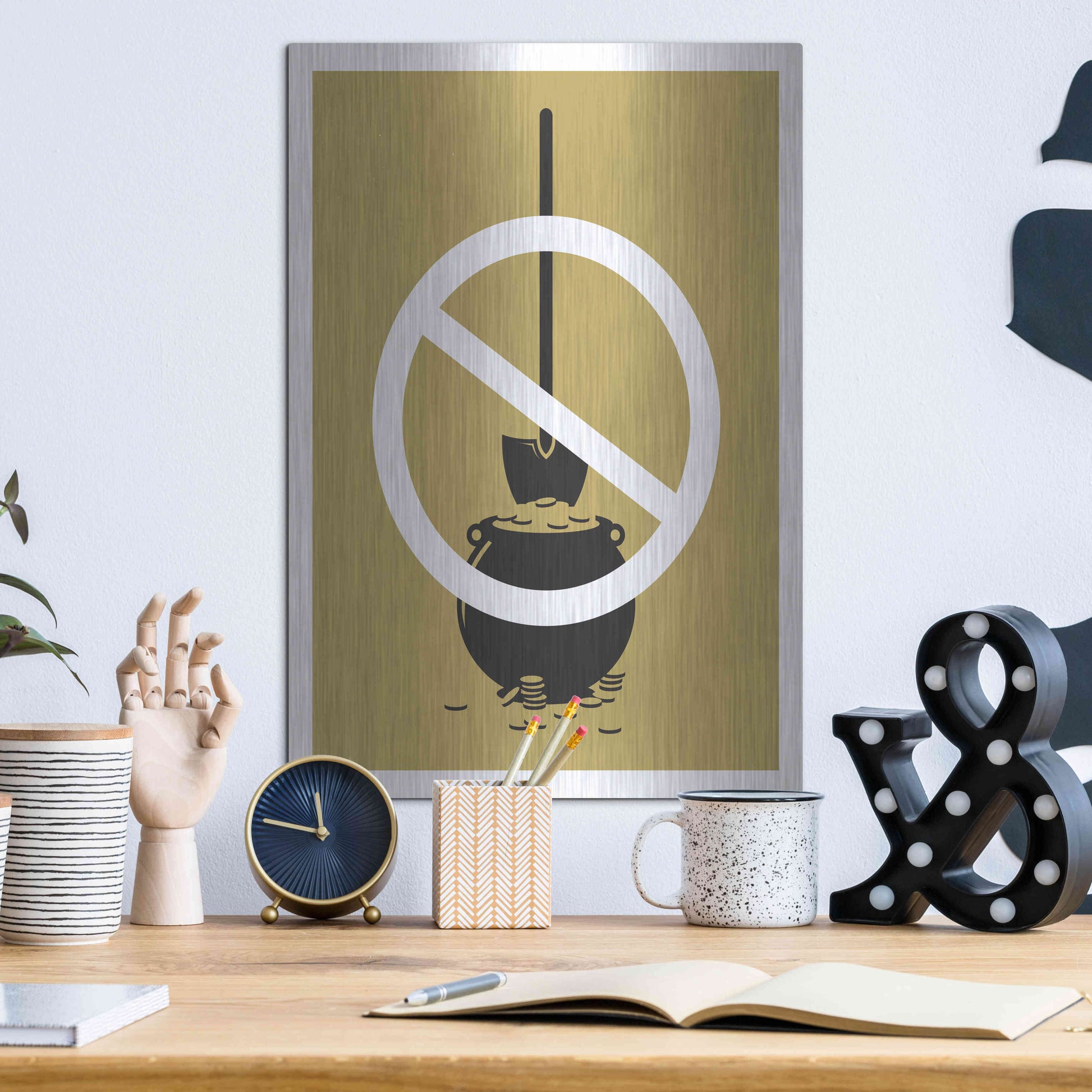 Luxe Metal Art 'No Gold Digger' by JJ Brando, Metal Wall Art,12x16