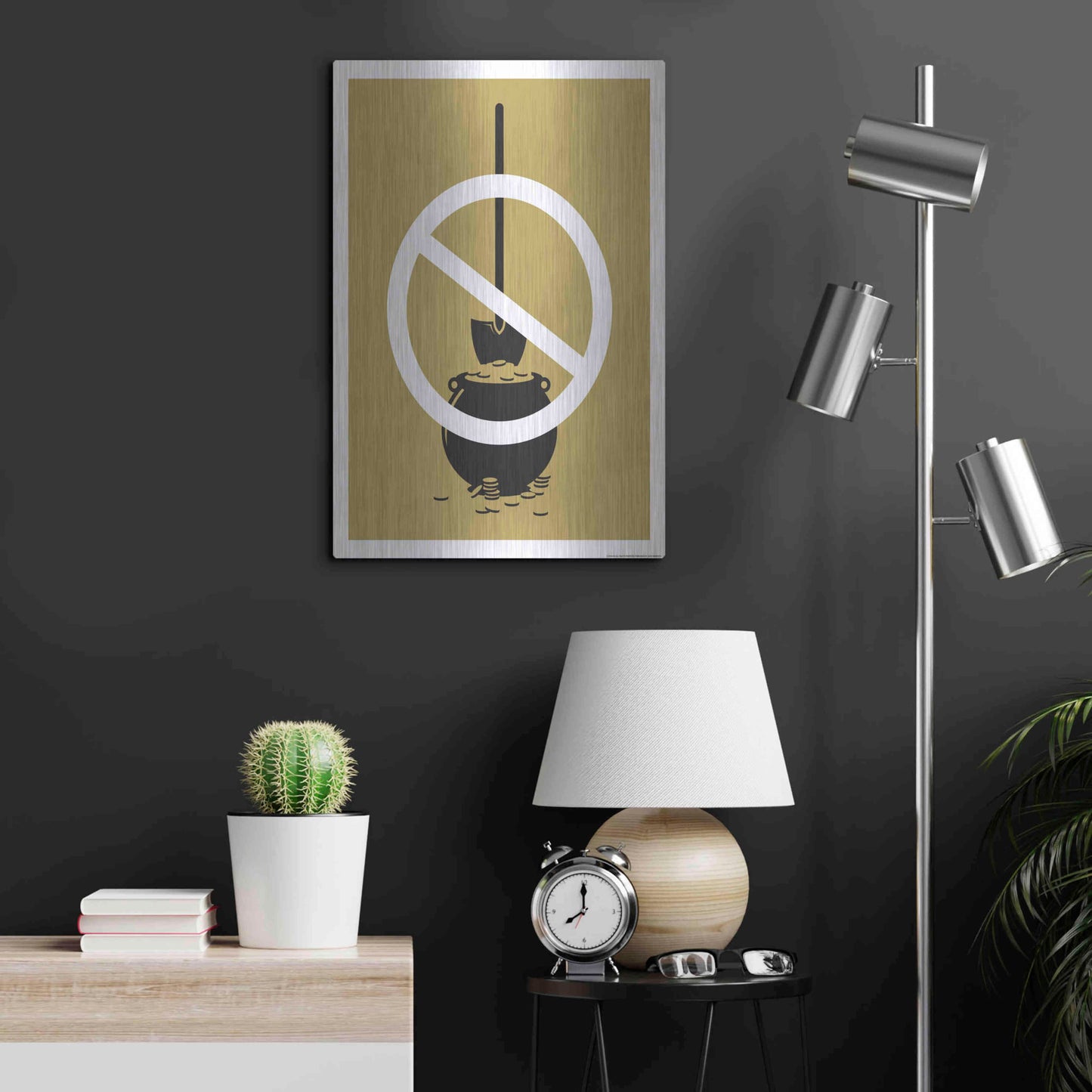 Luxe Metal Art 'No Gold Digger' by JJ Brando, Metal Wall Art,16x24