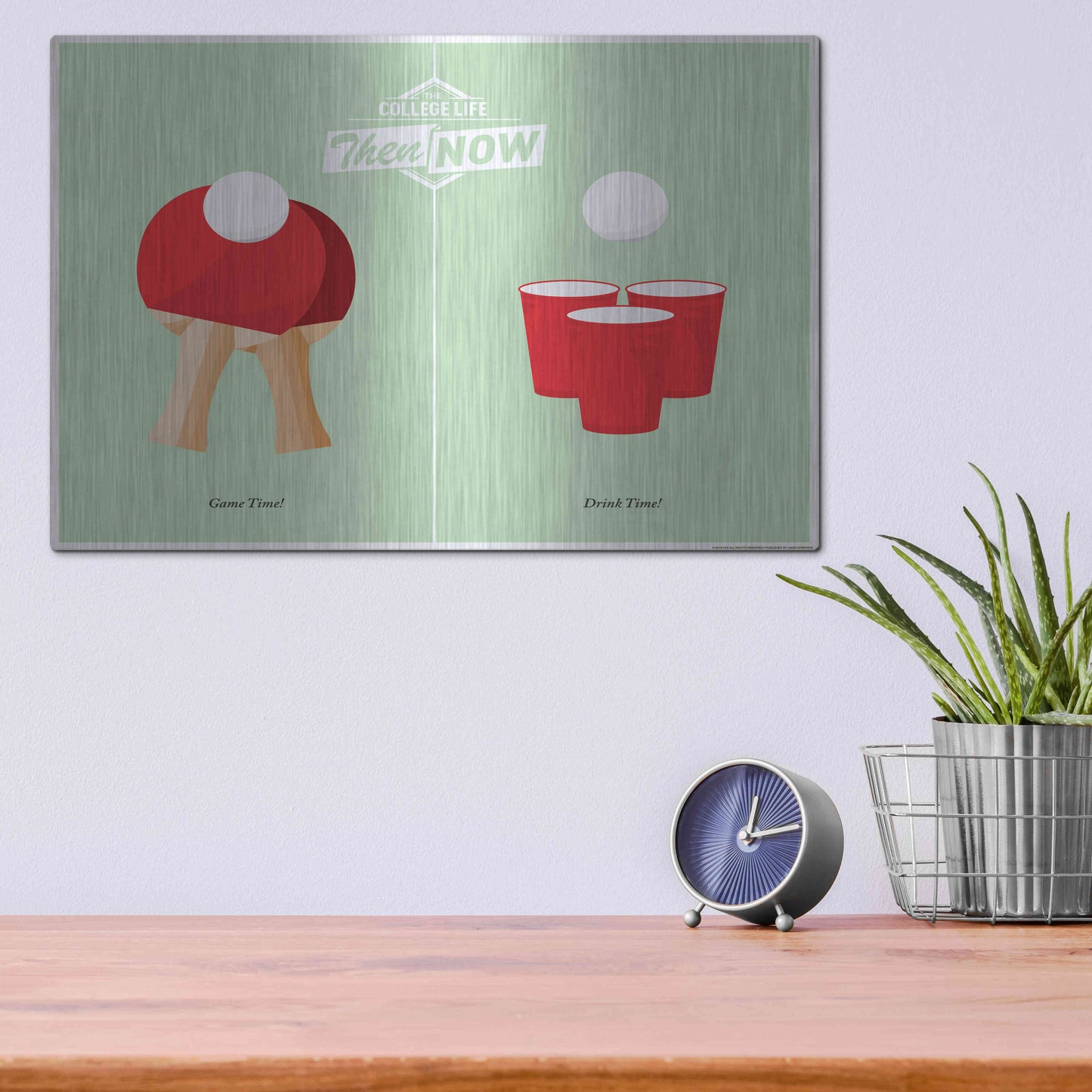 Luxe Metal Art 'Pong' by JJ Brando, Metal Wall Art,16x12