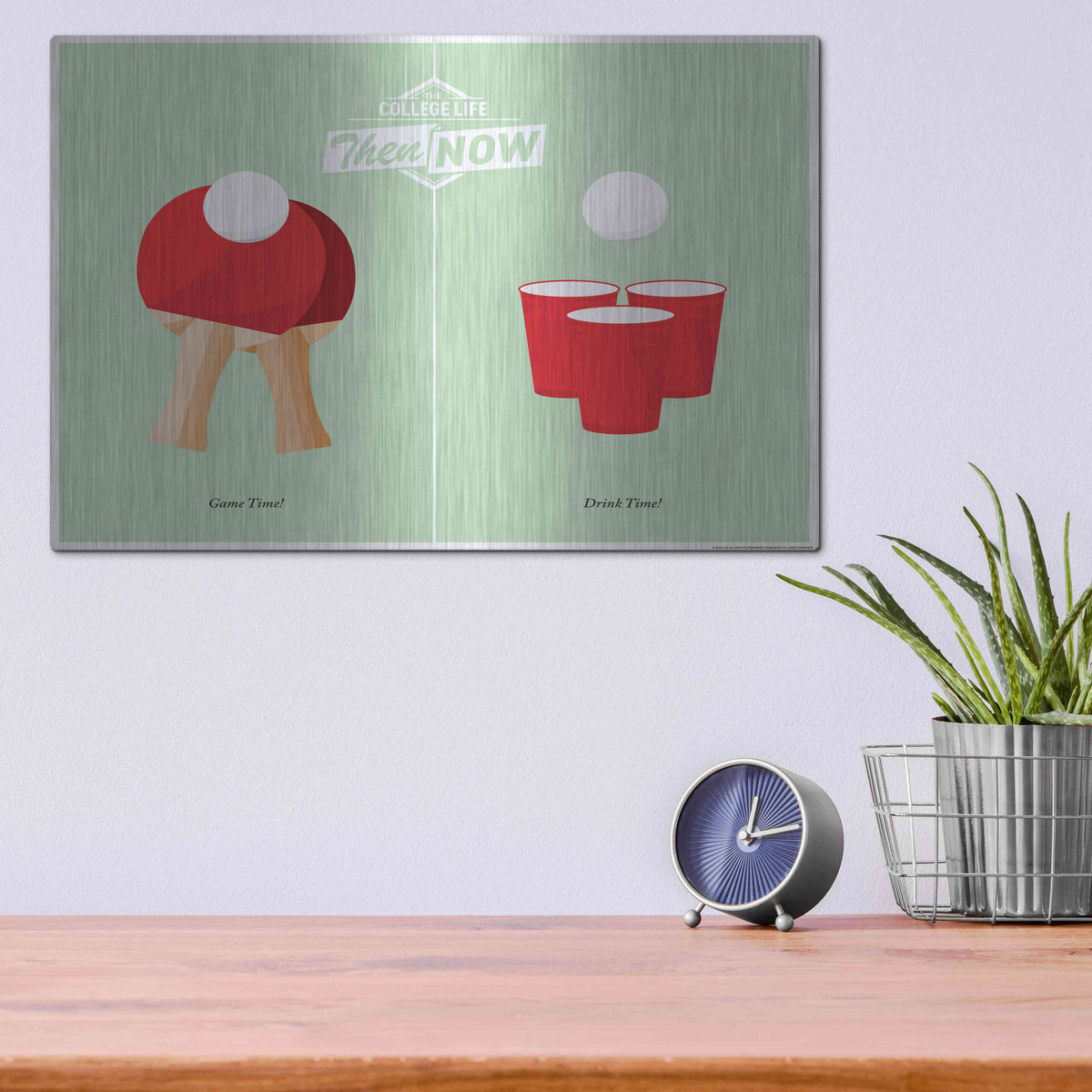 Luxe Metal Art 'Pong' by JJ Brando, Metal Wall Art,16x12