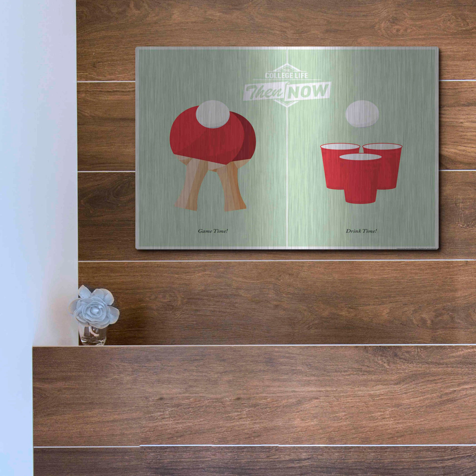 Luxe Metal Art 'Pong' by JJ Brando, Metal Wall Art,16x12