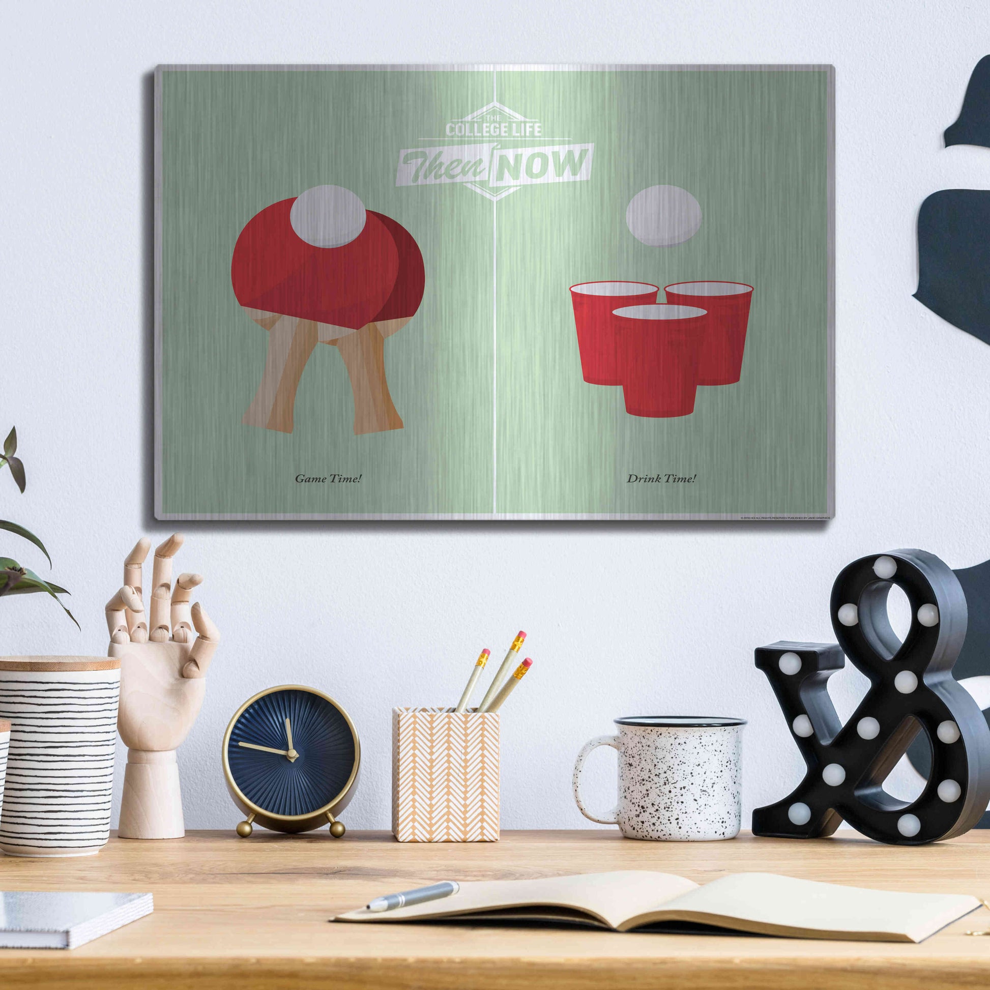 Luxe Metal Art 'Pong' by JJ Brando, Metal Wall Art,16x12