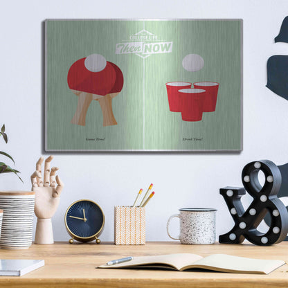 Luxe Metal Art 'Pong' by JJ Brando, Metal Wall Art,16x12