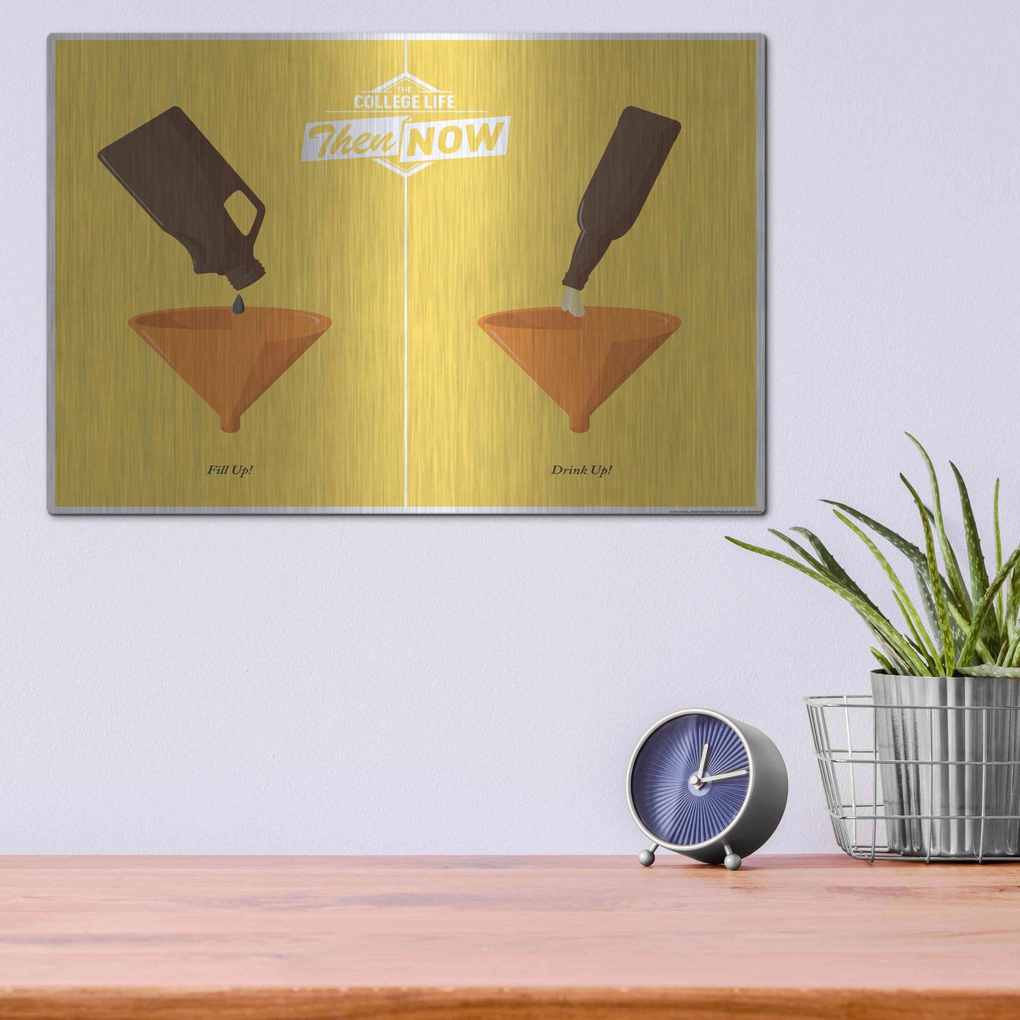 Luxe Metal Art 'Drink Up' by JJ Brando, Metal Wall Art,16x12