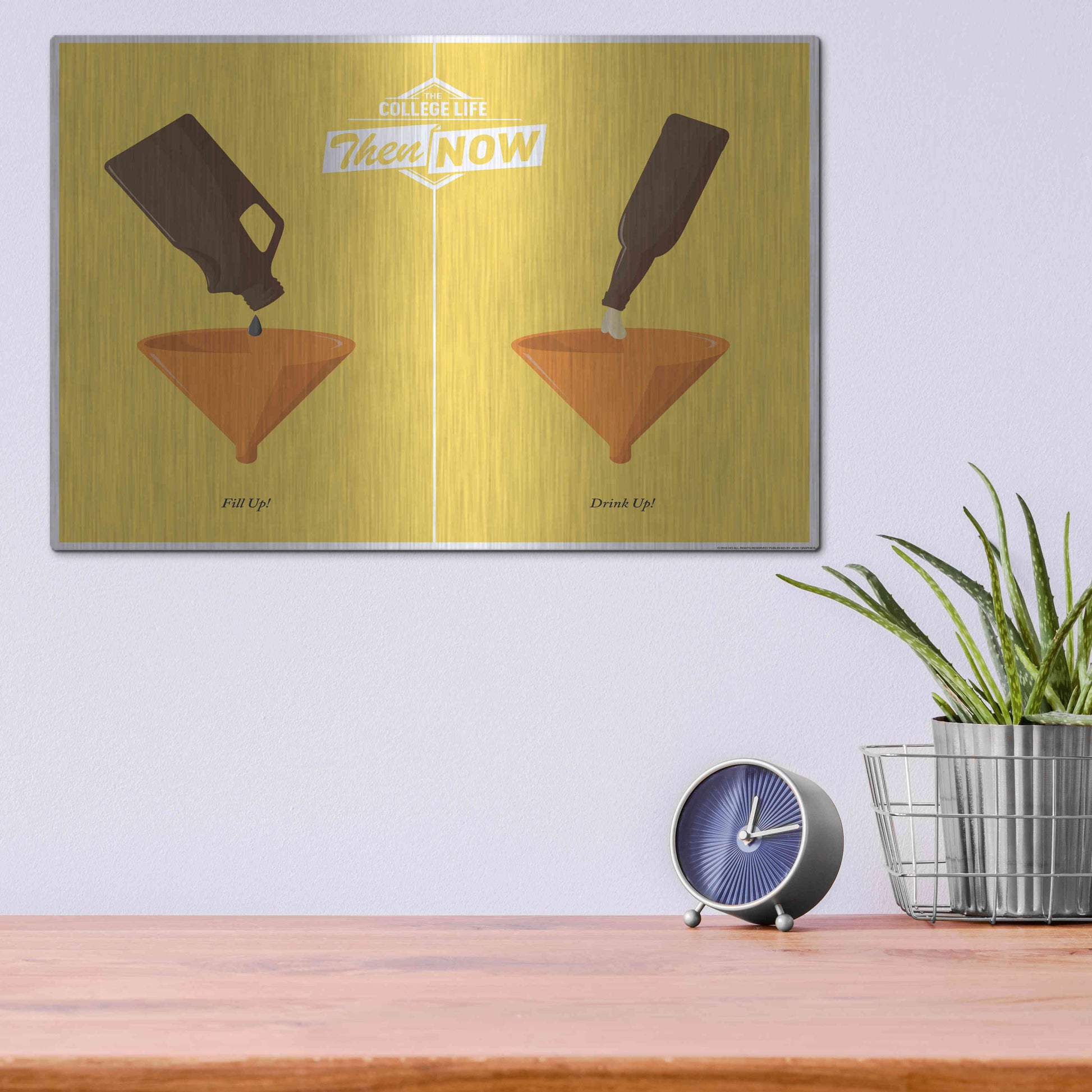 Luxe Metal Art 'Drink Up' by JJ Brando, Metal Wall Art,16x12