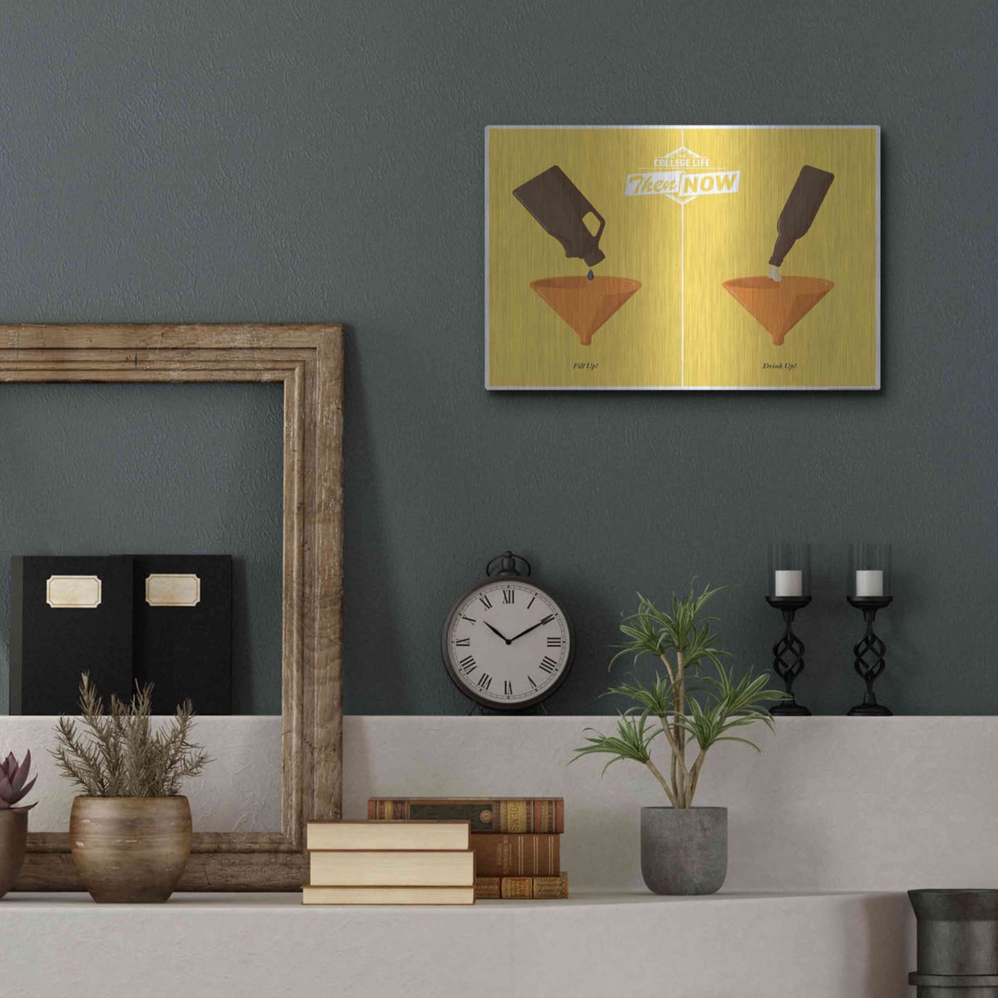 Luxe Metal Art 'Drink Up' by JJ Brando, Metal Wall Art,16x12