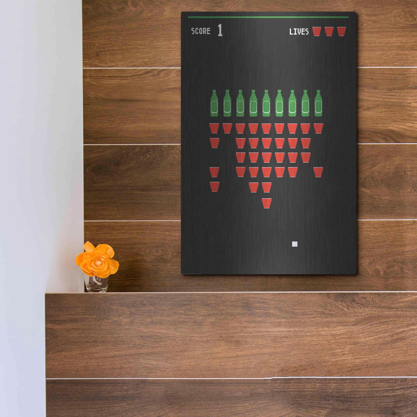 Luxe Metal Art 'Beer Pong' by JJ Brando, Metal Wall Art,12x16