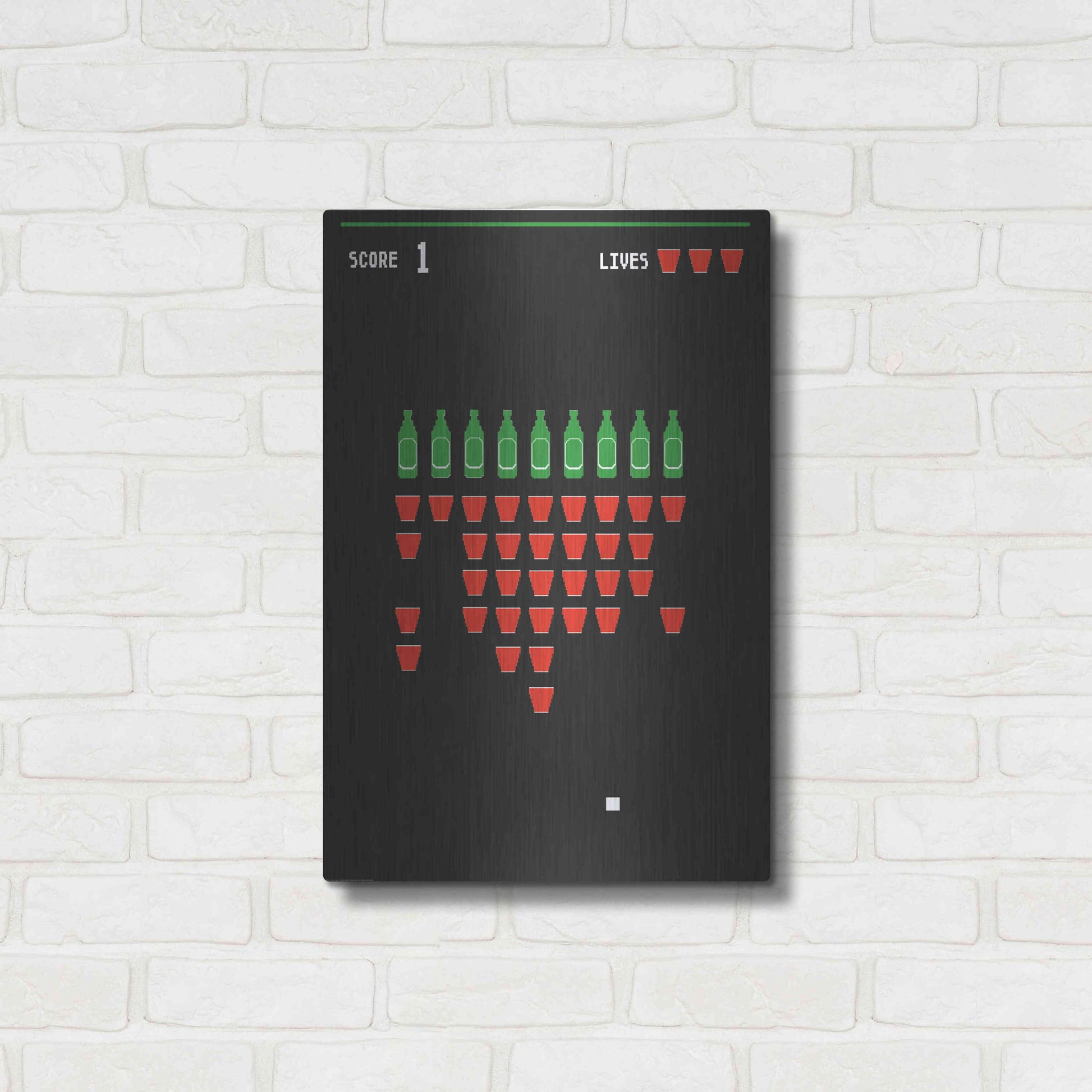 Luxe Metal Art 'Beer Pong' by JJ Brando, Metal Wall Art,16x24