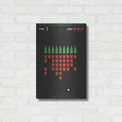 Luxe Metal Art 'Beer Pong' by JJ Brando, Metal Wall Art,16x24