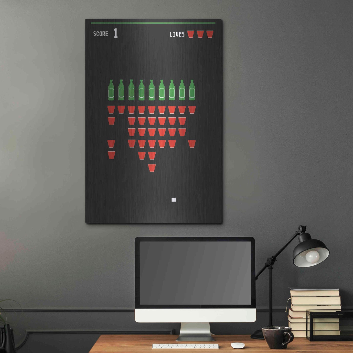 Luxe Metal Art 'Beer Pong' by JJ Brando, Metal Wall Art,24x36