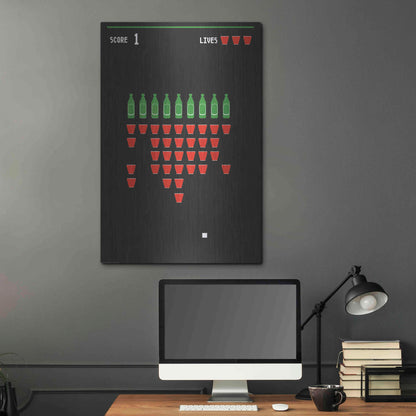 Luxe Metal Art 'Beer Pong' by JJ Brando, Metal Wall Art,24x36