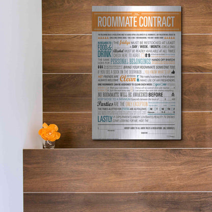 Luxe Metal Art 'Roommate Contract' by JJ Brando, Metal Wall Art,12x16
