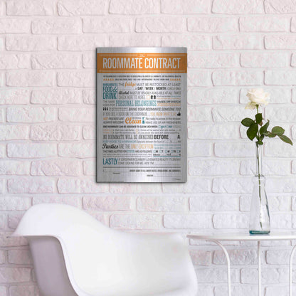 Luxe Metal Art 'Roommate Contract' by JJ Brando, Metal Wall Art,16x24