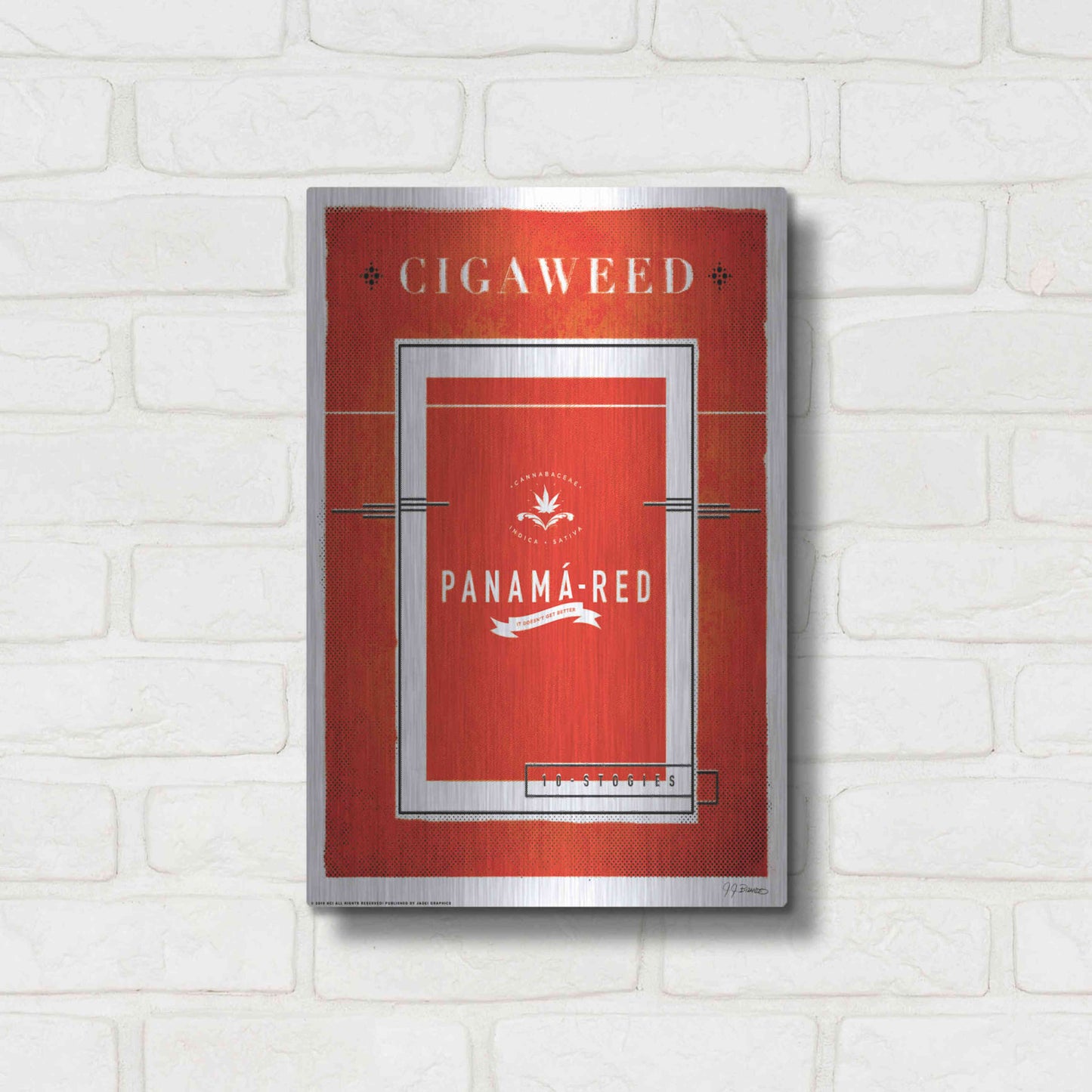 Luxe Metal Art 'Panama Red' by JJ Brando, Metal Wall Art,12x16