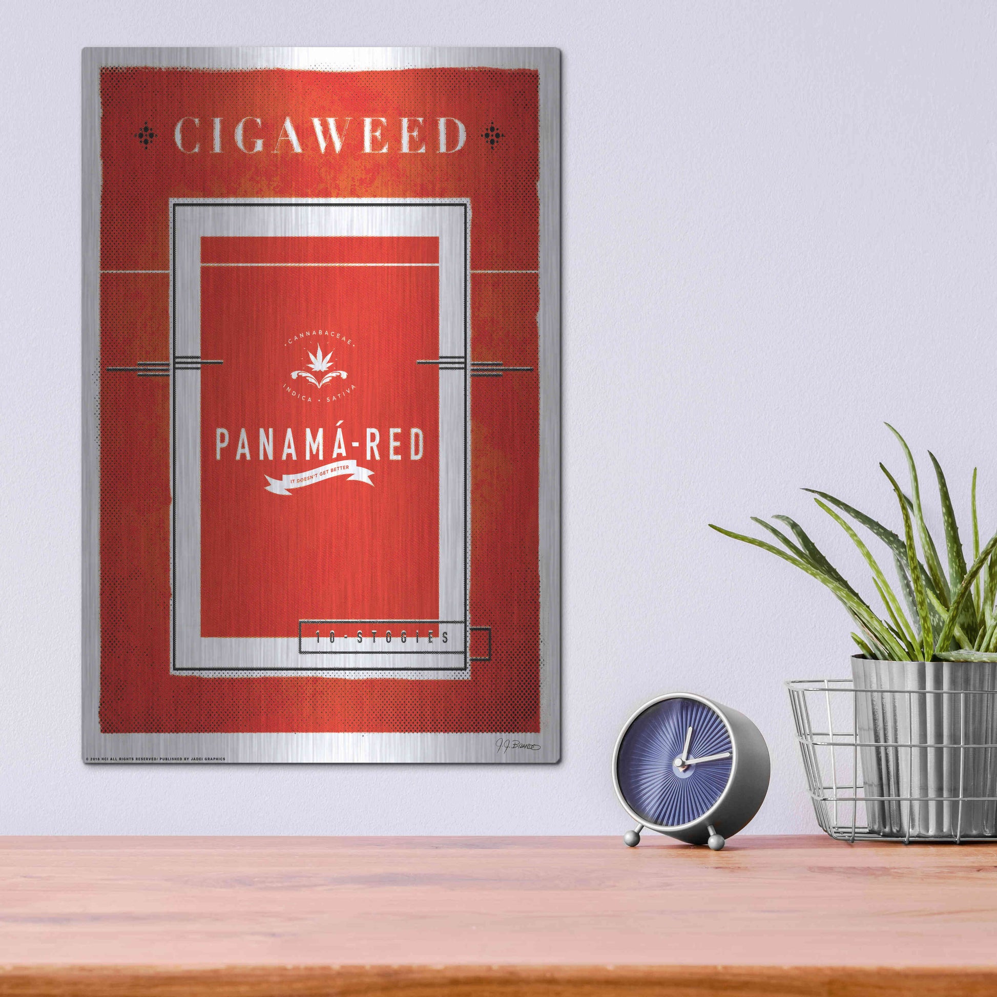 Luxe Metal Art 'Panama Red' by JJ Brando, Metal Wall Art,12x16