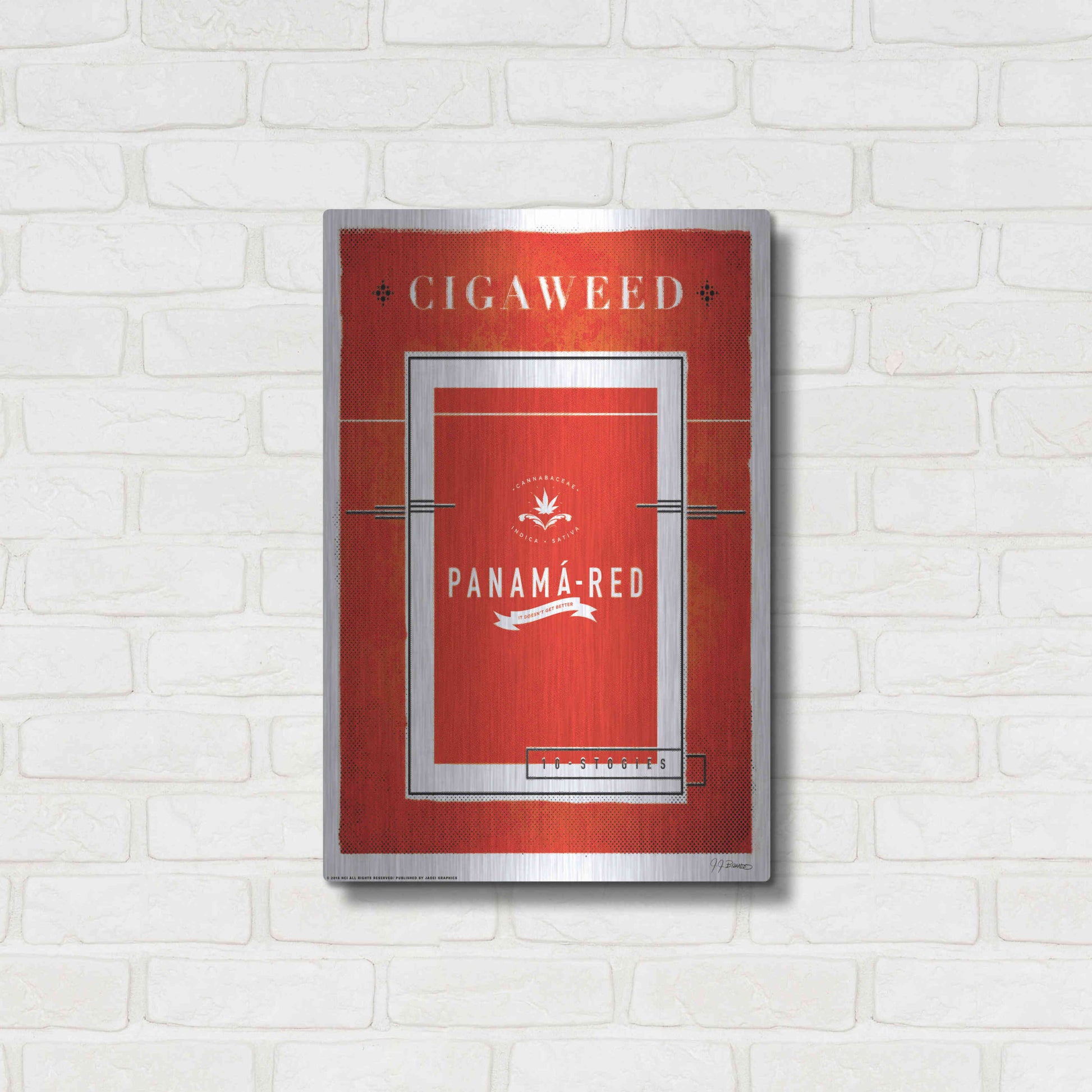 Luxe Metal Art 'Panama Red' by JJ Brando, Metal Wall Art,16x24