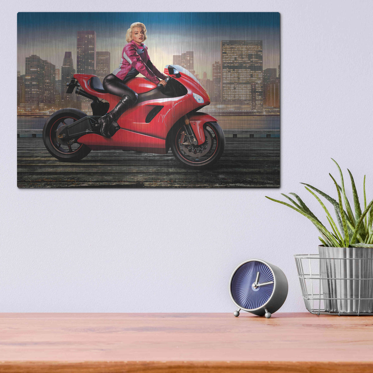 Luxe Metal Art 'Marilyn's Ride' by JJ Brando, Metal Wall Art,16x12
