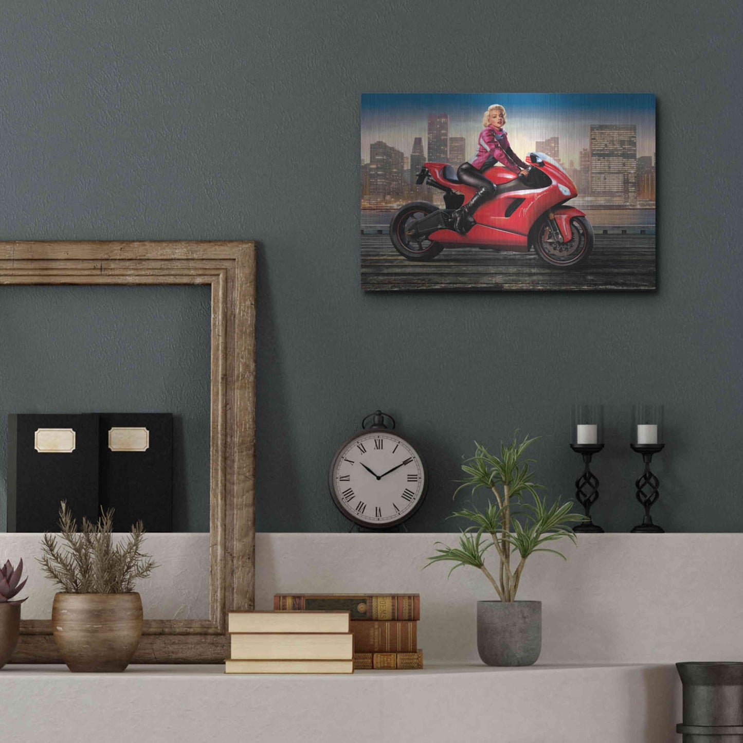 Luxe Metal Art 'Marilyn's Ride' by JJ Brando, Metal Wall Art,16x12