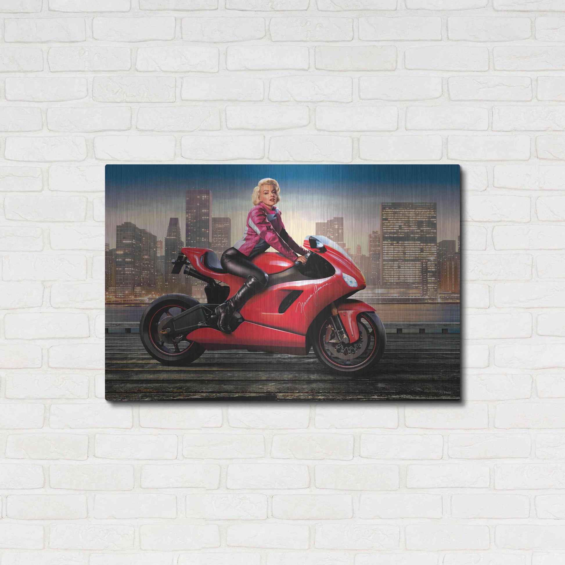 Luxe Metal Art 'Marilyn's Ride' by JJ Brando, Metal Wall Art,36x24