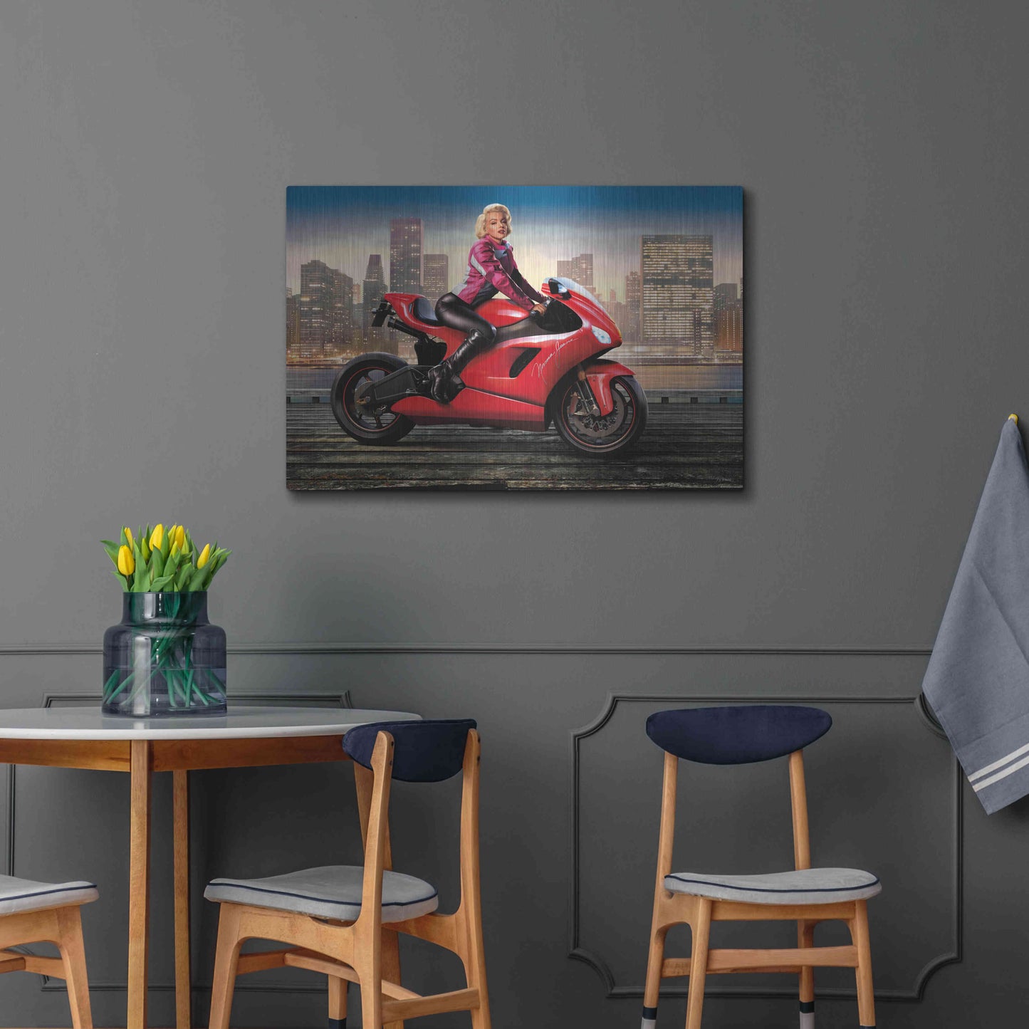 Luxe Metal Art 'Marilyn's Ride' by JJ Brando, Metal Wall Art,36x24