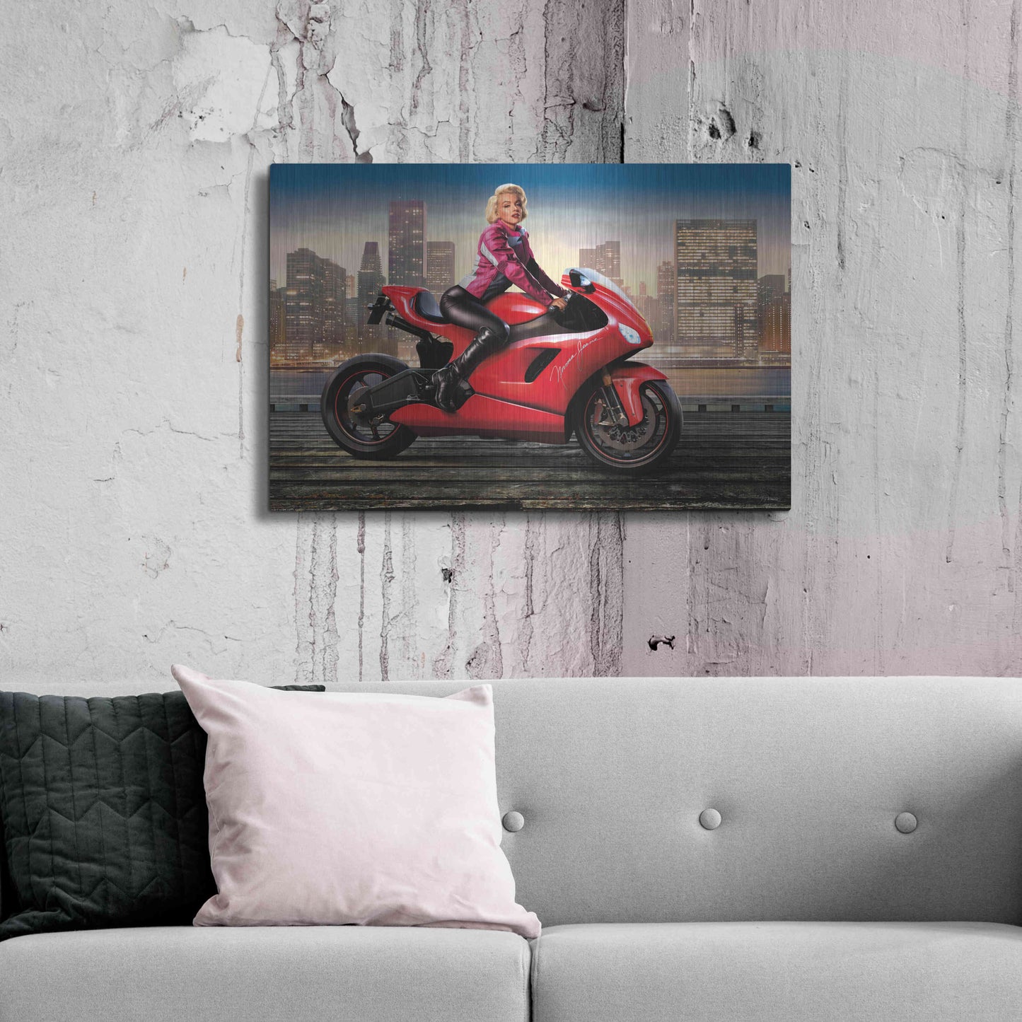 Luxe Metal Art 'Marilyn's Ride' by JJ Brando, Metal Wall Art,36x24