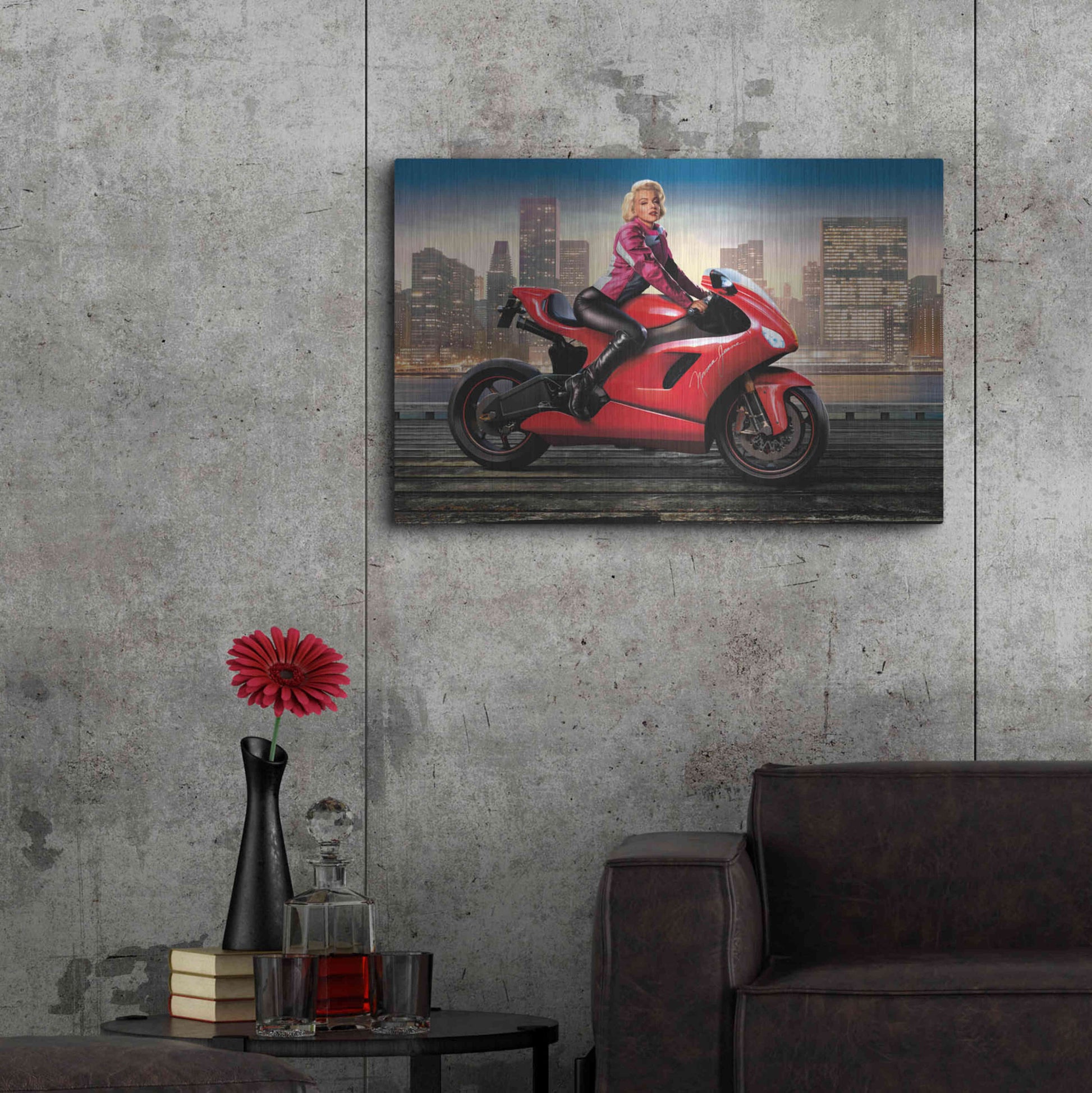 Luxe Metal Art 'Marilyn's Ride' by JJ Brando, Metal Wall Art,36x24