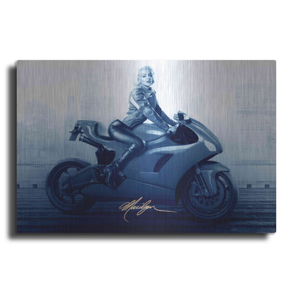 Luxe Metal Art 'Marilyn's Ride In Blue' by JJ Brando, Metal Wall Art