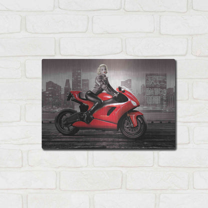 Luxe Metal Art 'Marilyn's Ride BW' by JJ Brando, Metal Wall Art,16x12