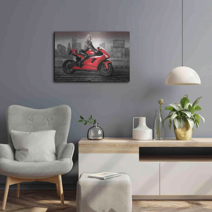 Luxe Metal Art 'Marilyn's Ride BW' by JJ Brando, Metal Wall Art,24x16