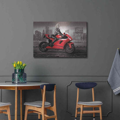 Luxe Metal Art 'Marilyn's Ride BW' by JJ Brando, Metal Wall Art,36x24