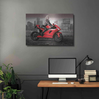 Luxe Metal Art 'Marilyn's Ride BW' by JJ Brando, Metal Wall Art,36x24