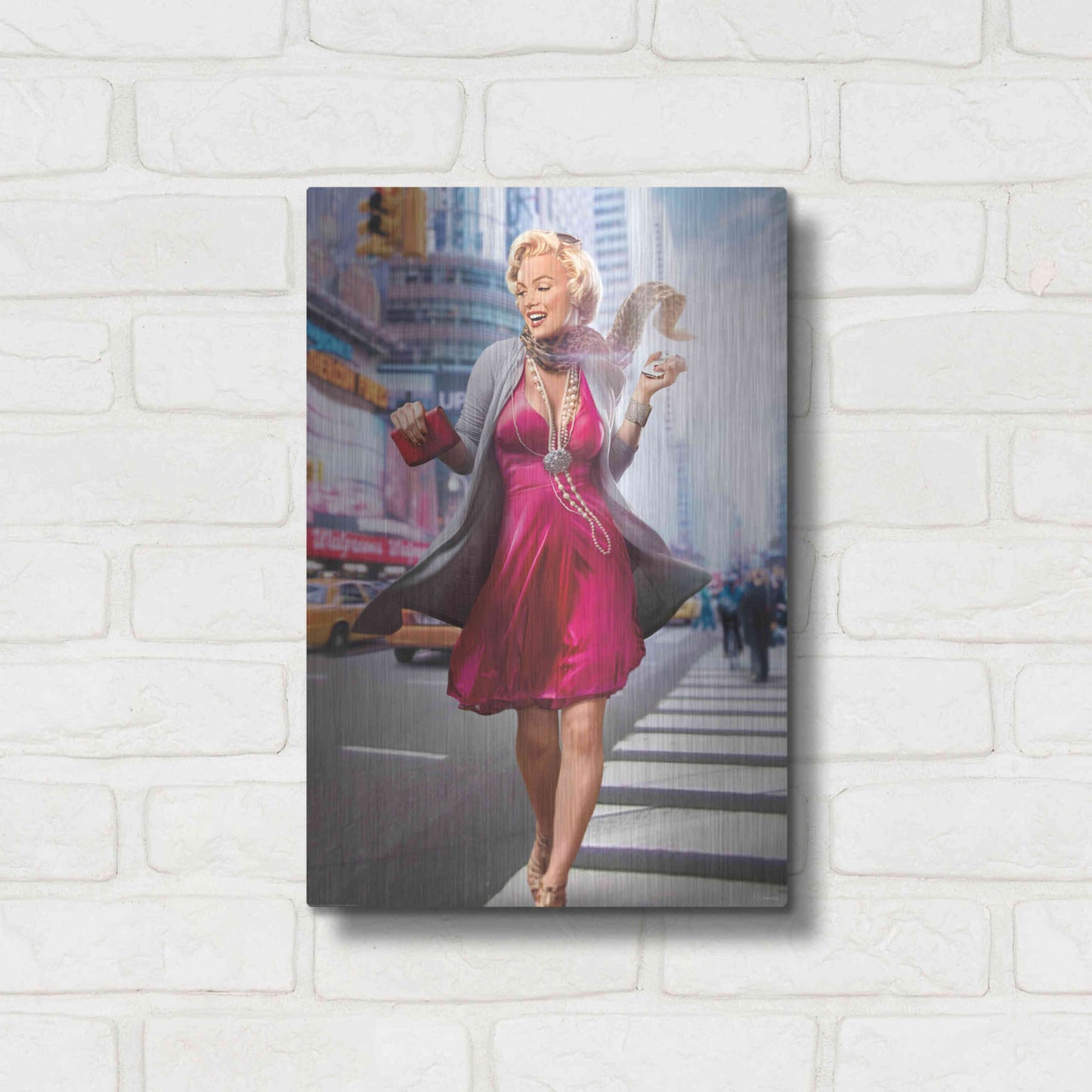 Luxe Metal Art 'Marilyn In The City' by JJ Brando, Metal Wall Art,12x16