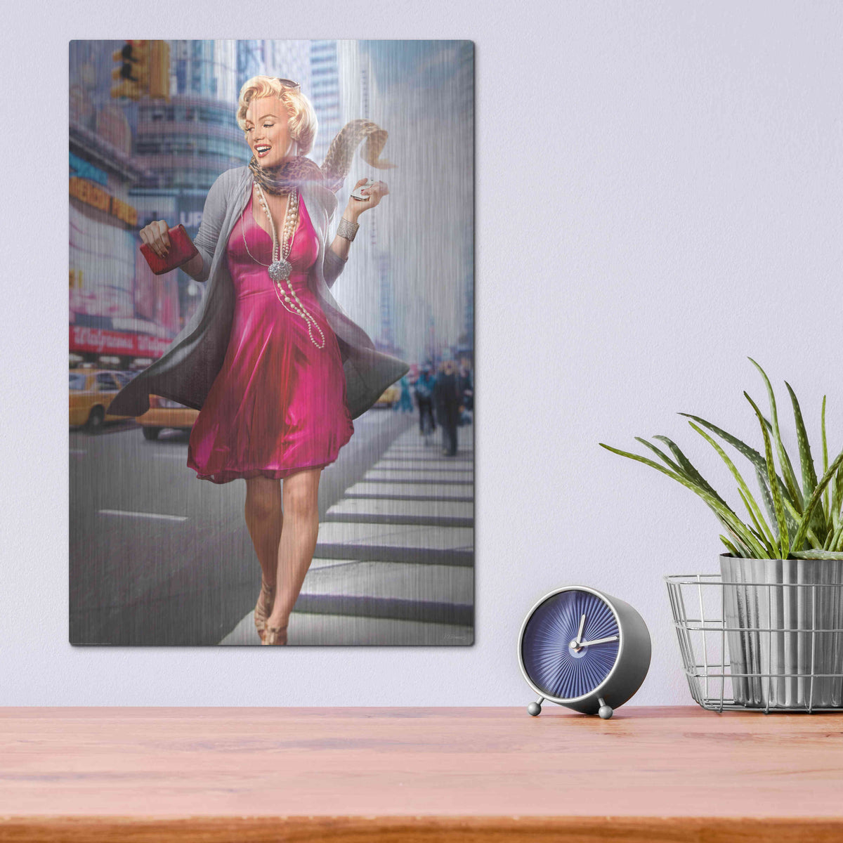 Luxe Metal Art 'Marilyn In The City' by JJ Brando, Metal Wall Art,12x16