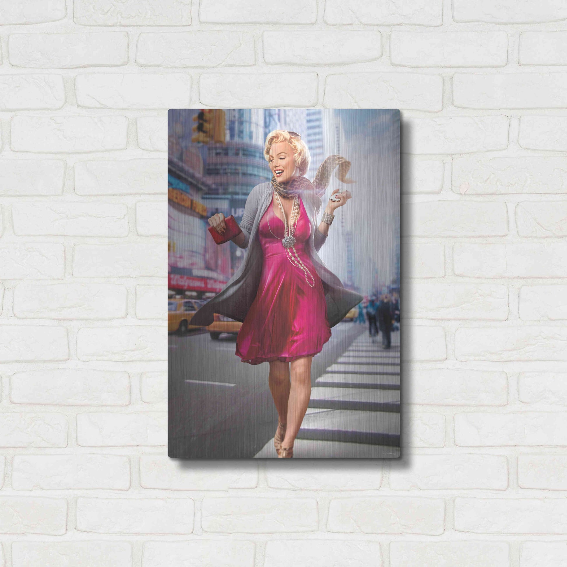 Luxe Metal Art 'Marilyn In The City' by JJ Brando, Metal Wall Art,16x24