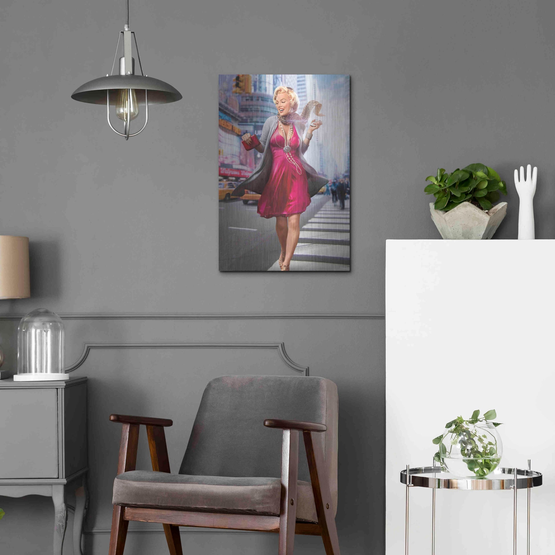 Luxe Metal Art 'Marilyn In The City' by JJ Brando, Metal Wall Art,16x24