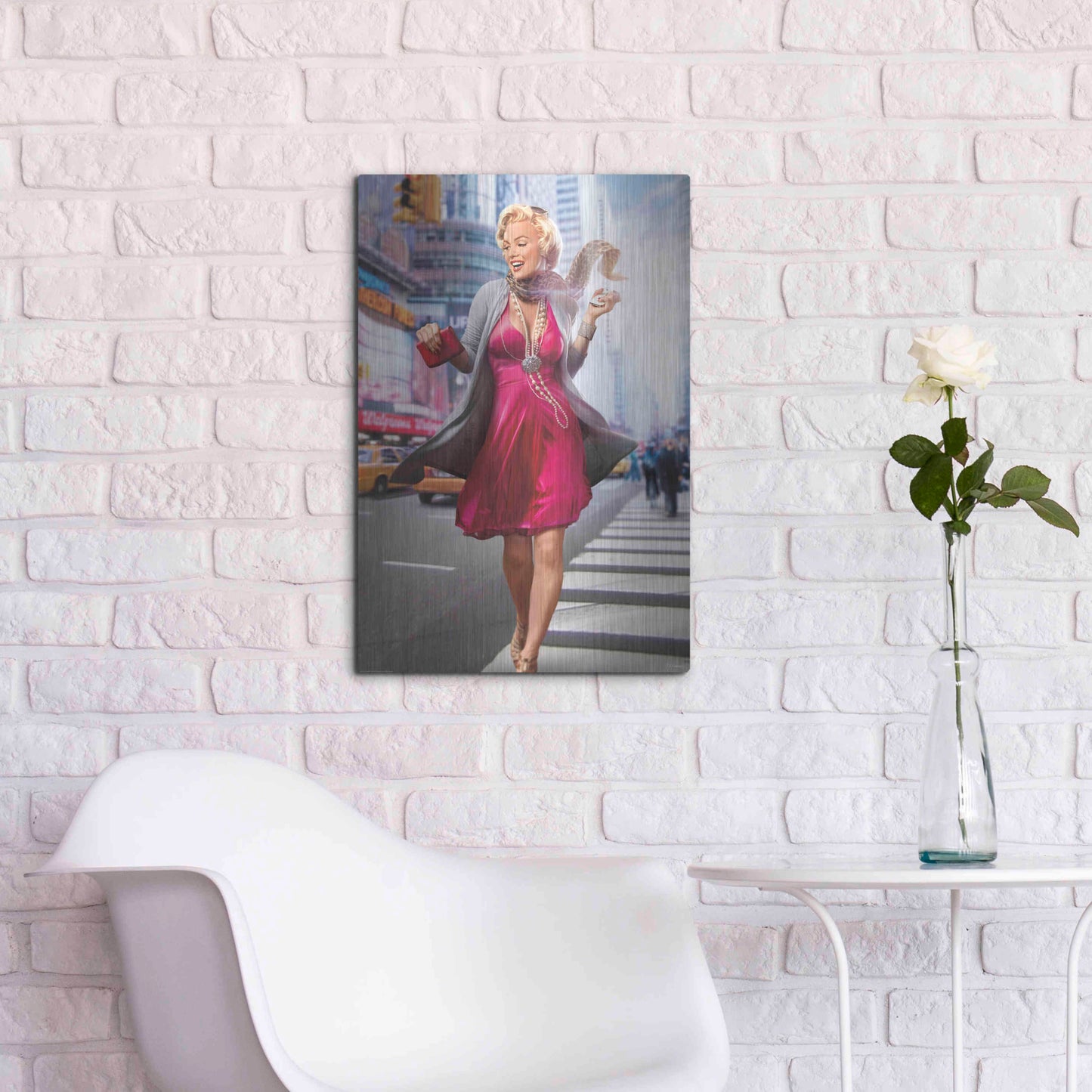 Luxe Metal Art 'Marilyn In The City' by JJ Brando, Metal Wall Art,16x24