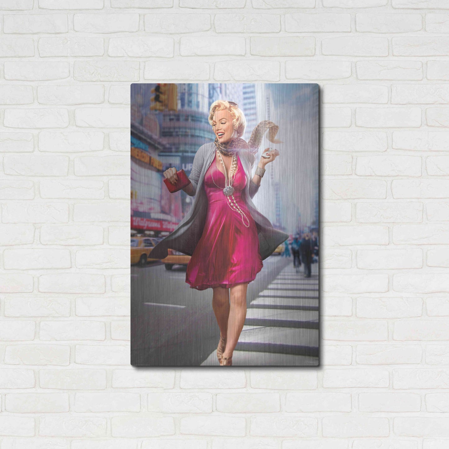Luxe Metal Art 'Marilyn In The City' by JJ Brando, Metal Wall Art,24x36