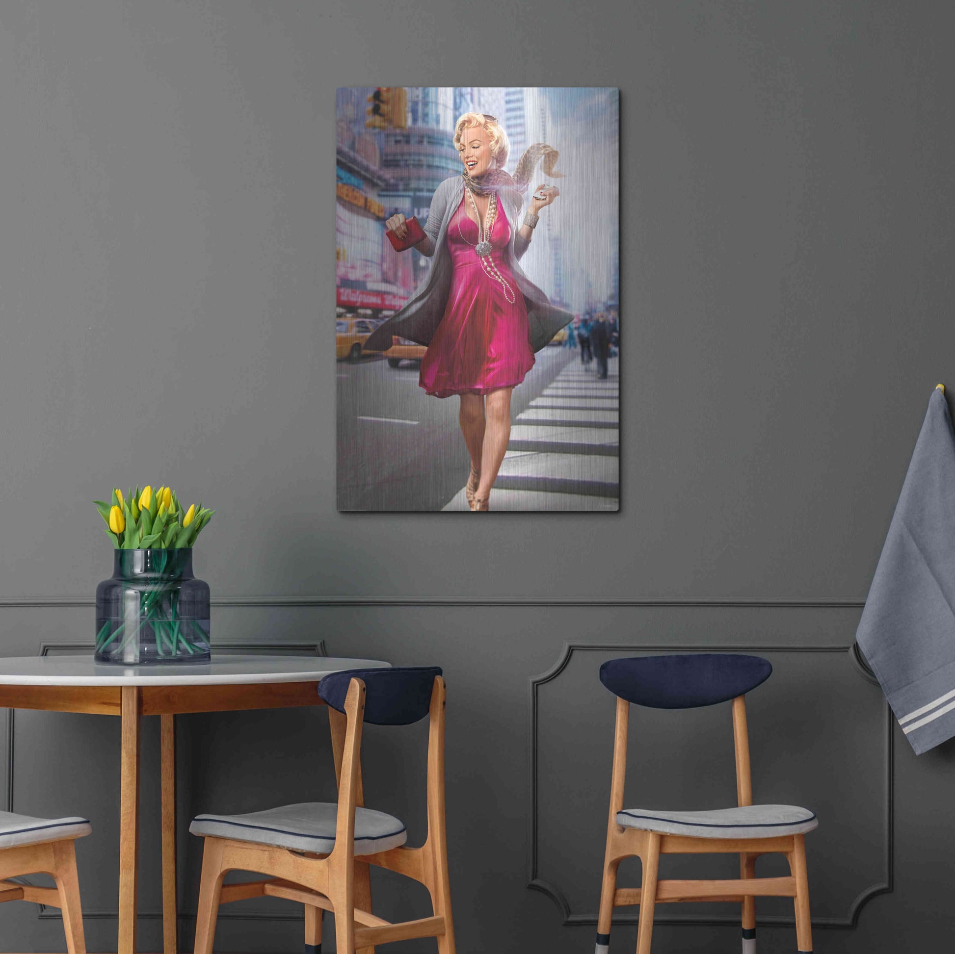 Luxe Metal Art 'Marilyn In The City' by JJ Brando, Metal Wall Art,24x36