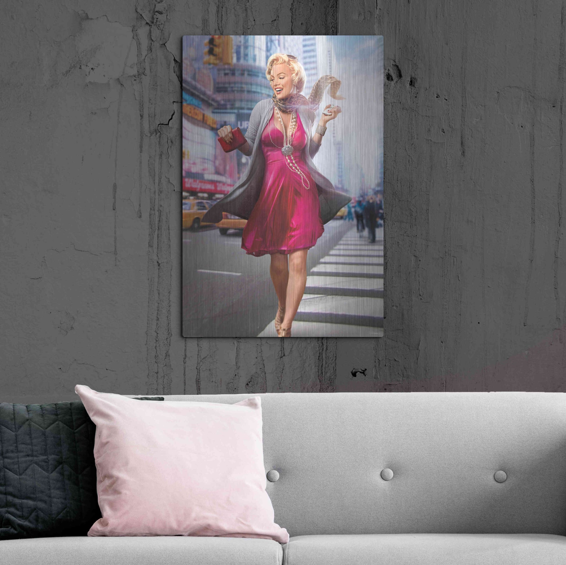 Luxe Metal Art 'Marilyn In The City' by JJ Brando, Metal Wall Art,24x36