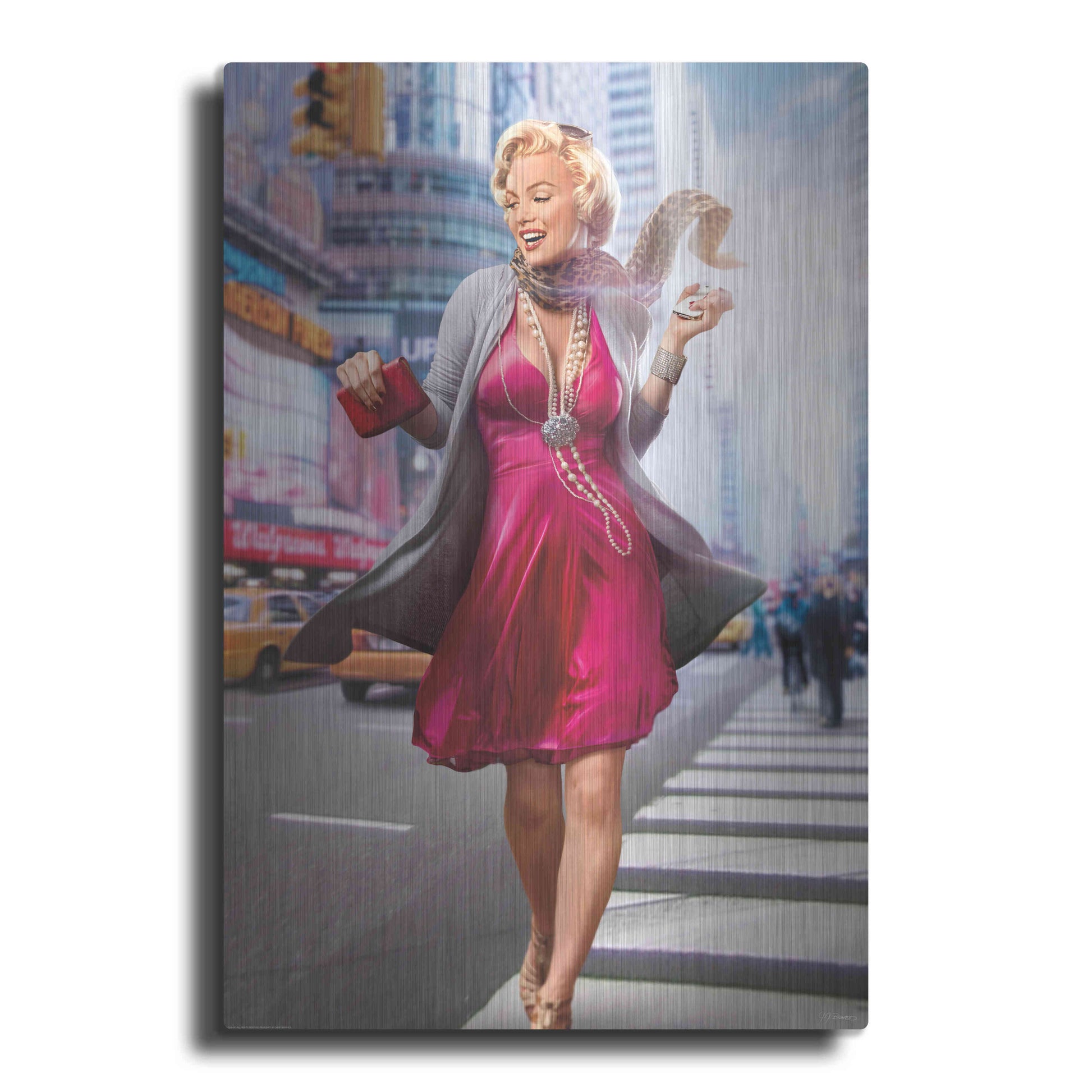 Luxe Metal Art 'Marilyn In The City' by JJ Brando, Metal Wall Art