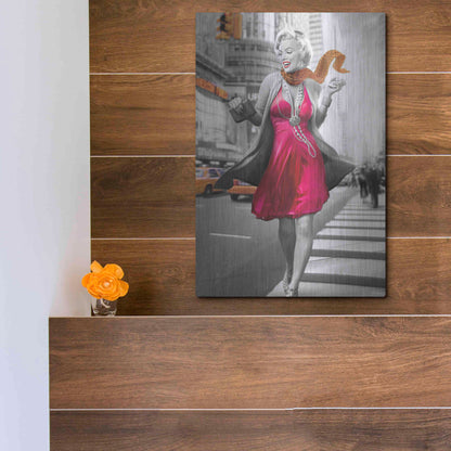 Luxe Metal Art 'Marilyn In The City BW' by JJ Brando, Metal Wall Art,12x16